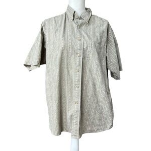 VTG y2k David Taylor cotton short sleeve buttondown shirt gray cream men large